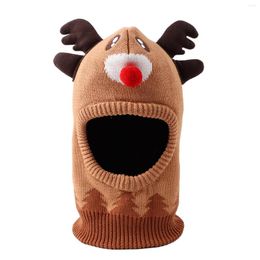 Berets Winter Kids Christmas Elk Hats Good Festival Gifts For Boys Girls Warm Animal Beanie Fleece Lining 1-5 Years Toddler