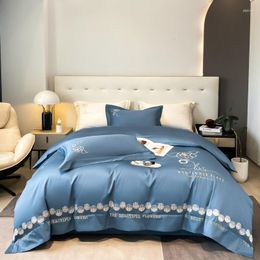 Bedding Sets Luxury Egyptian Cotton Set Skin Friendly Embroidery Duvet Cover Pillowcases Bed Sheet Double