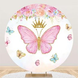 Party Decoration Customized Flower Butterfly Girl Birthday Round Backdrop Baby Pographic Pography Kids Po Studio Pophone