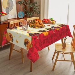 Table Cloth Thanksgiving Turkey Rectangle Tablecloth Holiday Party Decorations Waterproof Fabric Kitchen Decor