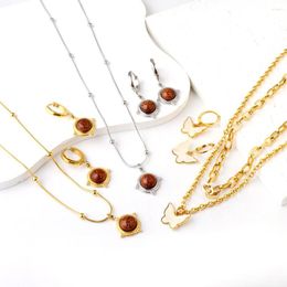 Necklace Earrings Set Ladies Jewelry Necklaces And Earring Classic Shell Butterfly Stone Banquet Wedding 2 Pieces Birthday Gift