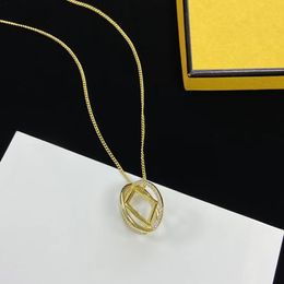 chain necklaces designer necklace for women stainless steel plated gold letter f lock pendant tassels necklace inlaid crystal pearl chains girl jewelry gift