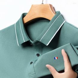 Men's Polos No Ironing Long Sleeve Polo Shirt Breathable Fashion Anti-wrinkle Tops Autumn Men Spring Combed Cotton Lapel T-shirt Tee