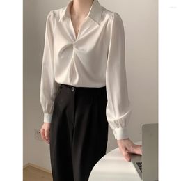 Women's Blouses White Shirt Design Sense Niche 2023 Spring And Autumn Chiffon Blouse Commuter Interview Formal