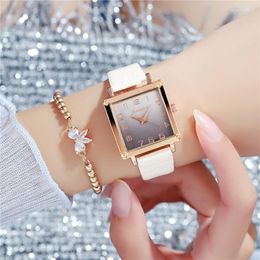 Wristwatches Square High-end Women Watch Gradient Fashion Digital Quartz Warches PU Bands Luxury Girl Automatic Relogios De Luxo Mujer Clock