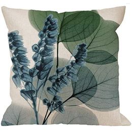 Pillow Leaves Throw Cover Cotton Linen Decorative Home Decor Sofa Couch Chair Bedroom Square Case Green