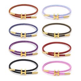 Link Bracelets Chain Stainless Steel Wire Bracelet 3D Hard Gold With Rope Adjustable Waterproof For Women Luxury JewelryLink CEMR