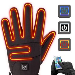 Ski Gloves 1 Pair Winter Thermal Waterproof Electric Heated Battery Powered Outdoor Skiing Climbing Gloves No Battery 230925
