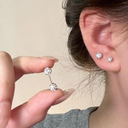 Stud Earrings S925 Silver Needle Zircon Metal Women's Summer Sleep No-take Cold Wind Delicate Small Simple Jewellery
