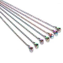 5pcs Rainbow Coloured Stainless Steel Link Chain DIY Necklaces Jewellery Making 45cm & 50cm Chain with Lobster Clasp1310N