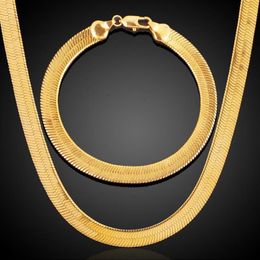 Chains 3 4 7MM Wide Vintage Snake Bone Necklace For Women Men Flat Herringbone Chain Chokers Gold Filled Miami Jewellery Gifts201g