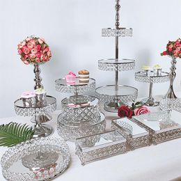 Other Bakeware 1pcs Round Cake Stand Pedestal Holder Party Crystal Silver Color228W