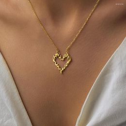 Pendant Necklaces Women's Necklace Cutout Heart Polishing Process Adjustable Chain Choker For Women Stainless Steel Jewelry Gift