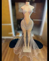 Sexy Rhinestone Beads Prom Dresses Illusion Birthday Party Gowns See Through Vestidos De Graduacion