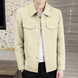 Men's Jackets 2023 Suede Fabric Jacket Youth Plaid Lapel Casual