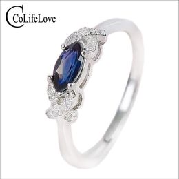 100% real sapphire silver ring for engagement 3 mm 6 mm marquise cut sapphire ring solid 925 silver sapphire fine jewelry244Y