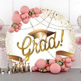 Party Decoration Free Personalized Round Polyester Backdrop 2023 Graduation Congrats Wall Background Circle With Elastic