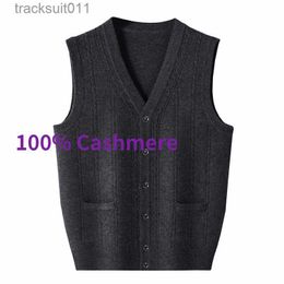 Men's Vests New Arrival Fashion100% Cashmere Cardigan Vest Men's Loose Cardigan Autumn and Winter Sweater Men Plus Size S M L XL2XL3XL4XL5XL L230925