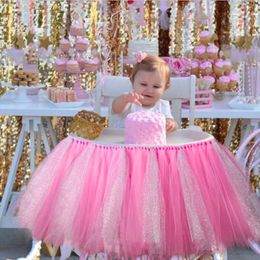Table Skirt Tulle Wedding Table Skirts Baby Shower Party Decoration Tutu High Chair Supplies Event Desk Cover 230925