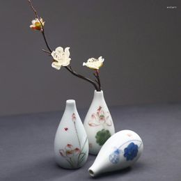 Vases Creative Household Ornaments White Porcelain Hydroponic Flower Vessel Arrangement Mini Vase Hand Painted Ceramic Room Decor Home