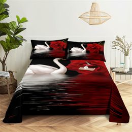 Bedding sets Flower Queen Sheet Set White Swan Girl Lady's Room Bedding Set Bed Sheets and Pillowcases Bedding Flat Sheet Bed Sheet Set 230923