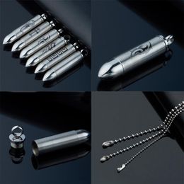 Whole Urn Lockets Pendant Necklace Stainless Steel Cylinder Pill Case Cremation Bullet Lovers Memorial Couples keepsake Jewel271D