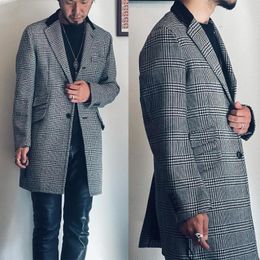 Men's Suits Plaid Houndstooth Modern Men Coat Tailor-Made One Piece Blazer Overcoat Jacket Winter Wedding Groom Causal Prom Tailored