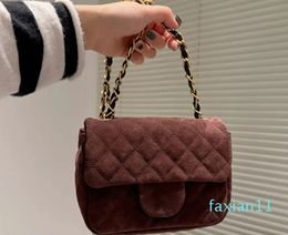 i Suede Flap Quilted Bags Leather Classic Diamond Gold Hardware Chain Crossbody Wallets Coins Purse Pouch Designer Handbags18/20CM