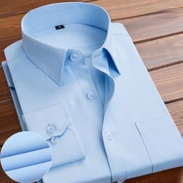 Men's Dress Shirts 2023 Solid Color Professional White Shirt Long Sleeved Work Clothes Business Twill Men