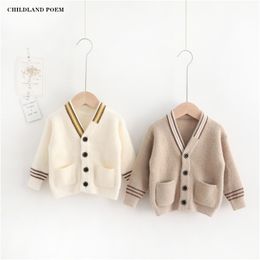 Cardigan Baby Boys Cardigan Knitted Baby Kids Sweaters V-neck Kids Jumper Cardigans Woollen Boys Girls Sweater Toddler Cardigan Sweater 230925