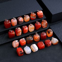 irregular Cubic Natural Stone red agate Charms Chakra Mini Pendants for Jewellery Making