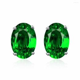 Backs Earrings Vintage Green Cubic Zirconia Clip For Women Retro Ear Studs Jewellery