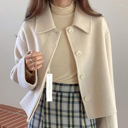 Women's Jackets Women Wool Straight Blazers Autumn Single Breasted Woollen Jacket Slit Quilted Woman