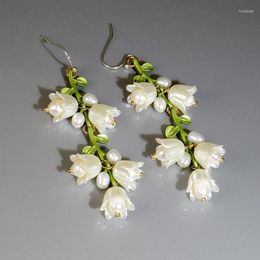 Hoop Earrings Japanese And Korean Jewellery Baroque Lily Of The Valley Pearl Retro Female