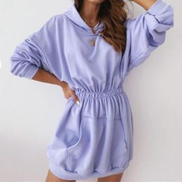 Women's Hoodies Solid Sweater Dress Long Sleeved Thickened Sweatshirt Bodycon Y2k Hooded Dressers Shirt Harajuku Vestidos