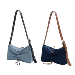 Evening Bags Trendy Pleated Shoulder Bag Women Drawstring Clutch Purse Solid Color Satchels