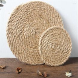 Table Mats Rattan Placemats Straw Cup Dining Mat Heat Insulation Pot Holder Wicker Drink Kitchen Accessories