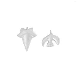 Hoop Earrings Small And Luxury Design Feel Versatile Falling Leaves Flying Birds Asymmetric 925 Sterling Silver Female Texture