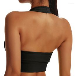 Yoga Outfit Sexy Bra Women's Cropped Top U Neck Sports Solid Seamless Padded Fitness Female For Woman Running Workout Underwear