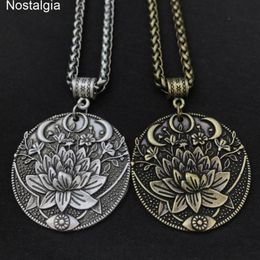 Spiritual Jewelry KARMA Buddha Wiccan Lotus Flower Wicca Moon Necklace Men Women Accessories Witchcraft Witch Jewlery234L