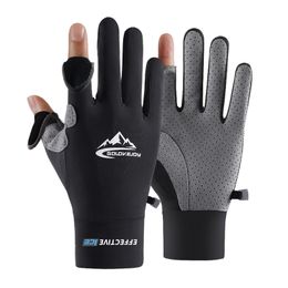 Sports Gloves Ice Silk Sunscreen Gloves for Men Summer UV Protection Outdoor Sports Fishing Gloves Non slip Open Finger Touchable Screen 230925