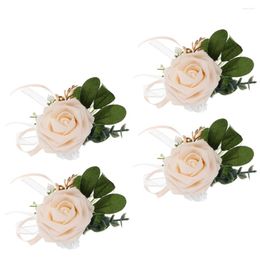 Decorative Flowers Wrist Flower Corsage Hand Bracelet Bridal Bride Wedding Bracelets Bridesmaid Tape