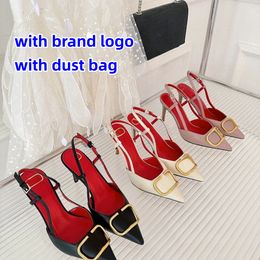 Women Sandals Designer Heels High Heels Red Wedding Scarpe autentica in pelle genuina 4 cm 6 cm 8 cm da 10 cm tallone sottile con fibbia in metallo di.