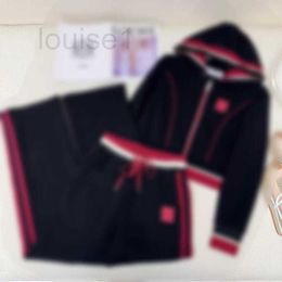 Women's Trench Coats designer Loe 23Ss New Fashionable Air Layer Set Short Hooded Coat Elastic Waist Straight Leg Pants KFH6