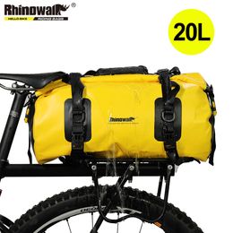 Panniers Bags Rhinowalk 20L Bike Pannier Bag Waterproof MTB Trunk Rear Travel Luggage Portable Saddle Seat Cycling Acessoriy 230925