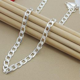 Chains SAIYE 925 Sterling Silver 8mm 24 Inch Sideways Chain Necklace For Women Men Engagement Wedding Fashion Charm Jewellery