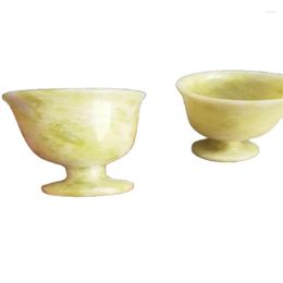 Decorative Figurines Chinese Hand Carved Natural Jade Goblet Wine Glass A Couple