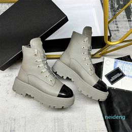 Women Boots Designer High Heels Ankle Boot shoes Winter Fall Martin Cowboy Leather Lace-up Winter Shoe Rubber