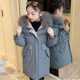 Down Coat Winter Thick Warm Hooded Cotton Jacket Girls Outerwear Teenage Kid Parka Snowsuit Outdoors Casual Clothing 2023