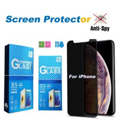 Cover Privacy tempered glass for iPhone 15 14 13 12 11 Pro max XR XS 6 7 Plus anti-spy phone Glass in retail box screen protector with Retail Box